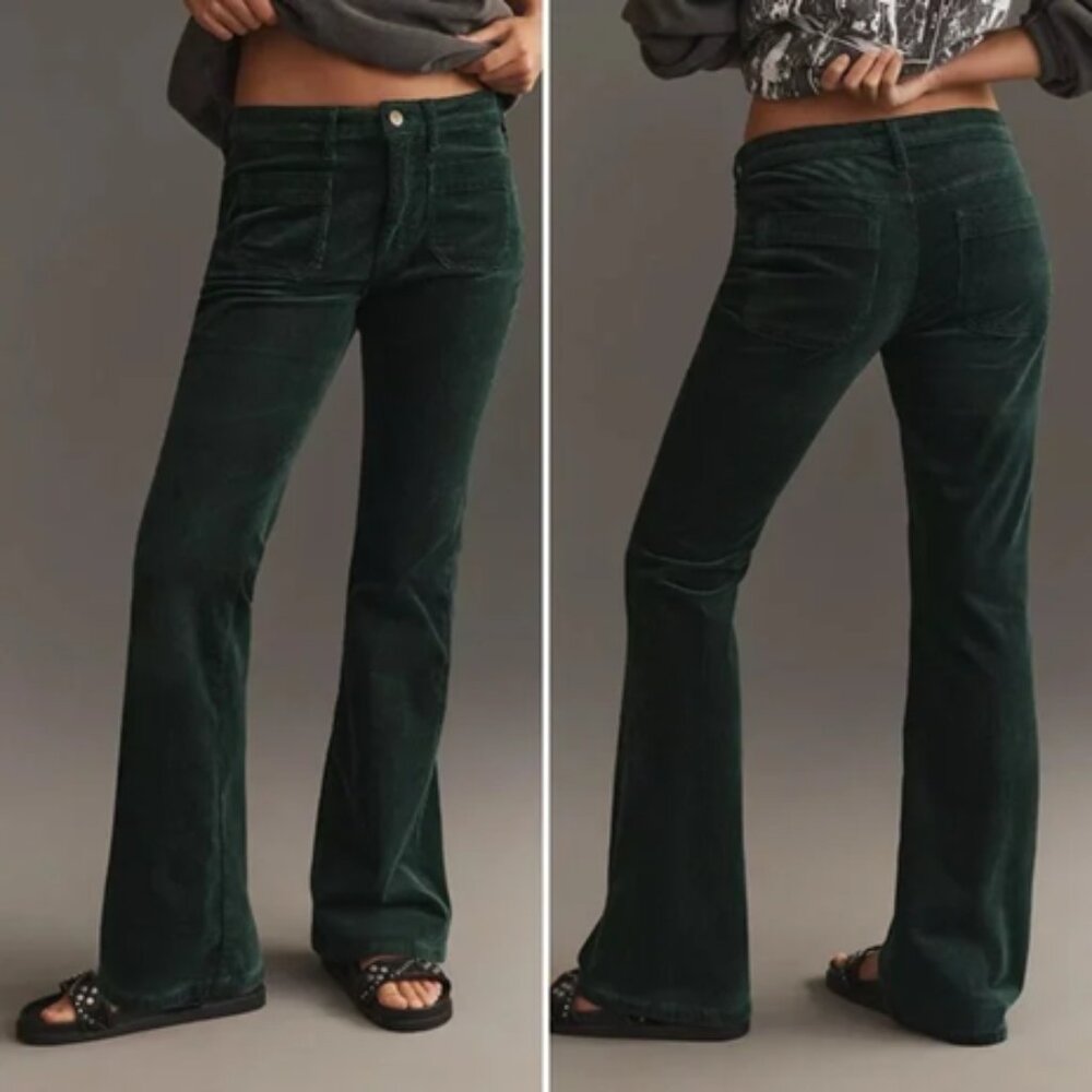 Anthropoloige Pilcro The Icon Corduroy Flare Pants Mid-Rise Edition Green 23
